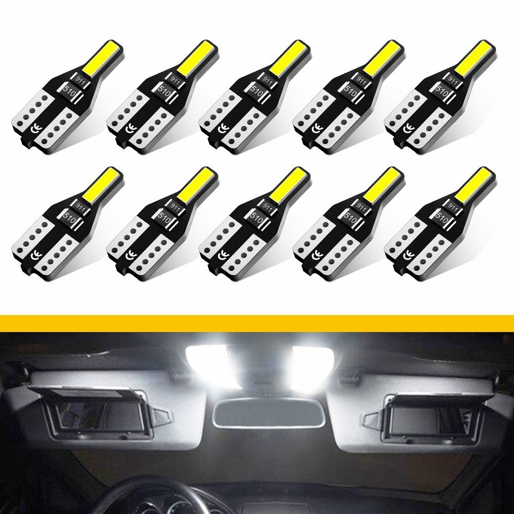 10X AUXITO T10 LED Plate License Light White Car Interior Bulbs 168 2825 194 W5W