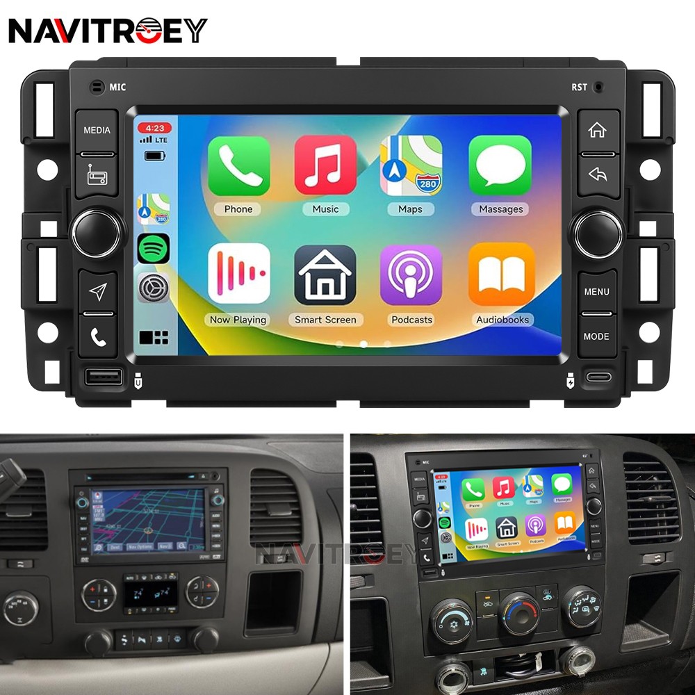 4+128G CarPlay For 2007-2013 Chevrolet Silverado Android 15 Car Stereo Radio GPS