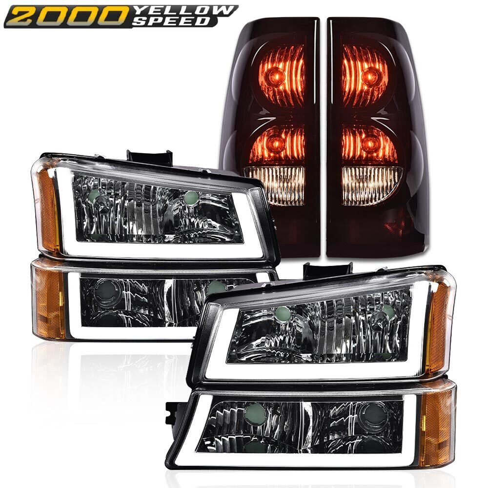 Clear/Amber Headlight Assembly W/LED DRL + Tail Lights Fit For Silverado 03-06