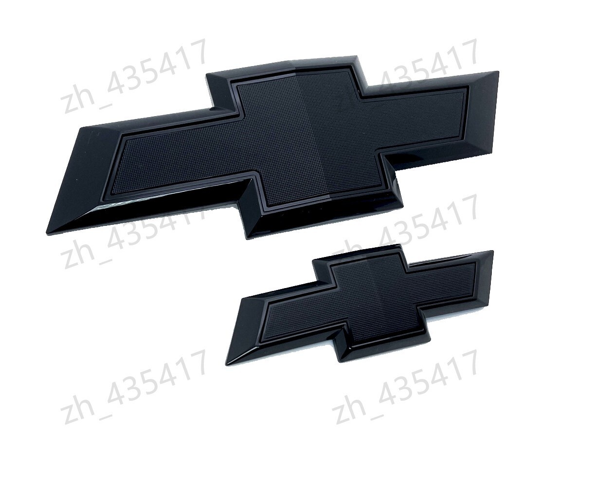 2pcs Gloss Black Fit 2015-2020 Chevrolet Tahoe Suburban Front Rear Bowtie Emblem
