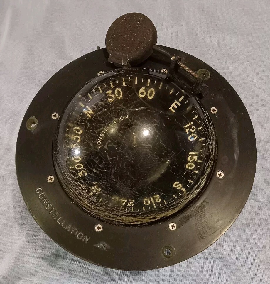 Vintage Danforth Constellation Binnacle Mount Compass - Parts Or Restore 