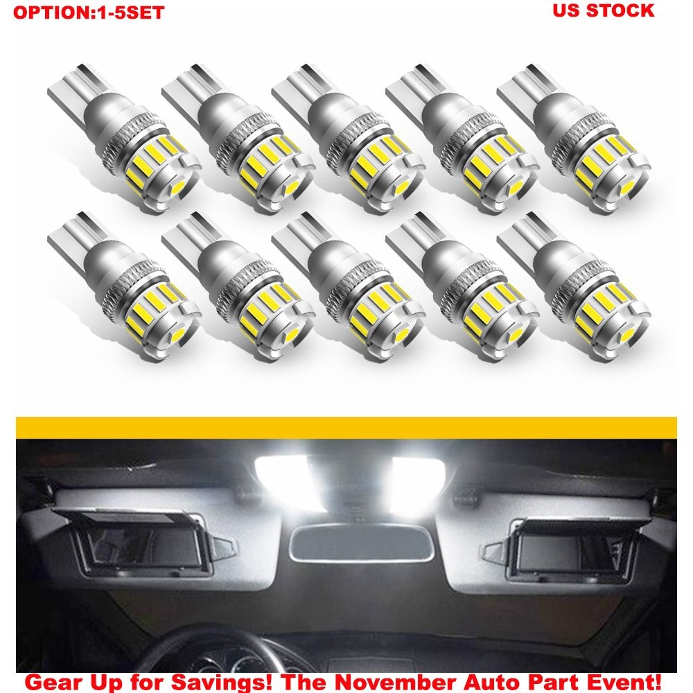 AUXITO T10 168 194 LED License Plate Light Bulb Trunk Lamp Bulbs White 6500K 10x