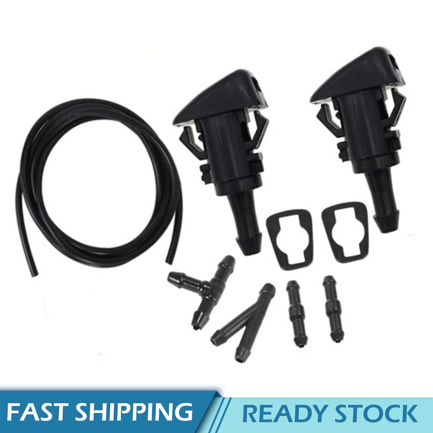 Car Windshield Wiper Washer Squirter Nozzle Spray Jet Kit Fluid Hose Universal