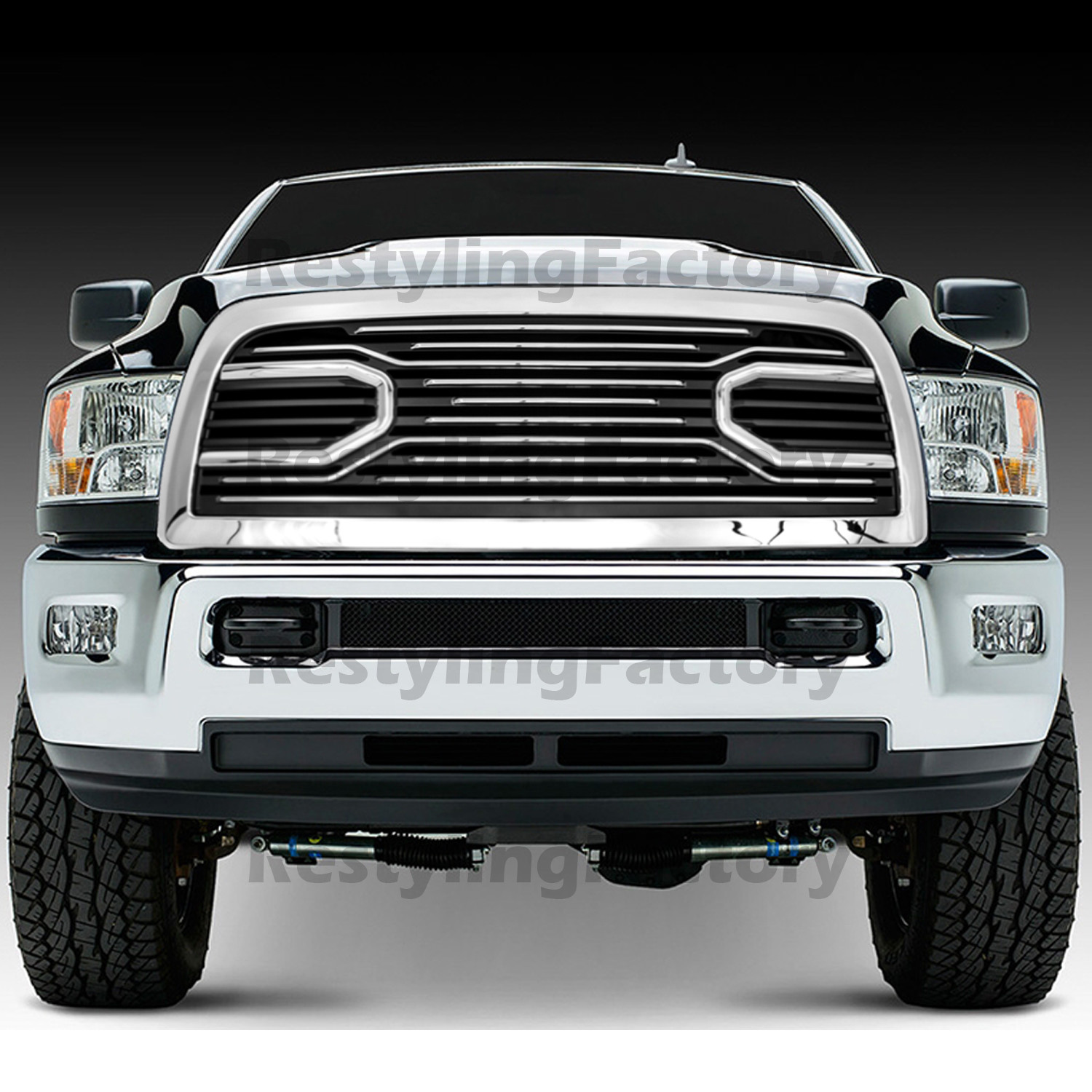 Big Horn Chrome Packaged Grille w/ Shell for 10-18 Dodge RAM 2500+3500 