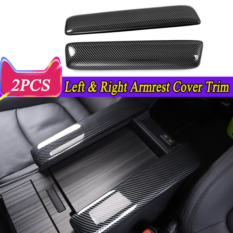 2pcs Carbon Fiber ABS Car Interior Armrest Cover Fit For Toyota Sienna 2021-2024