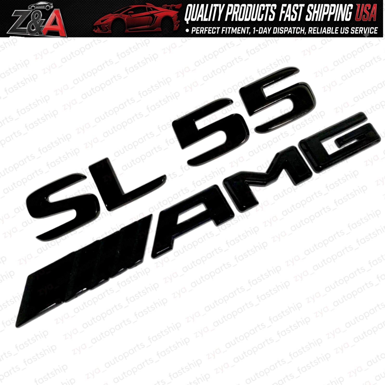 BLACK SL55 + AMG REPLACEMENT FOR MERCEDES LIFTGATE REAR TRUNK EMBLEM BADGE