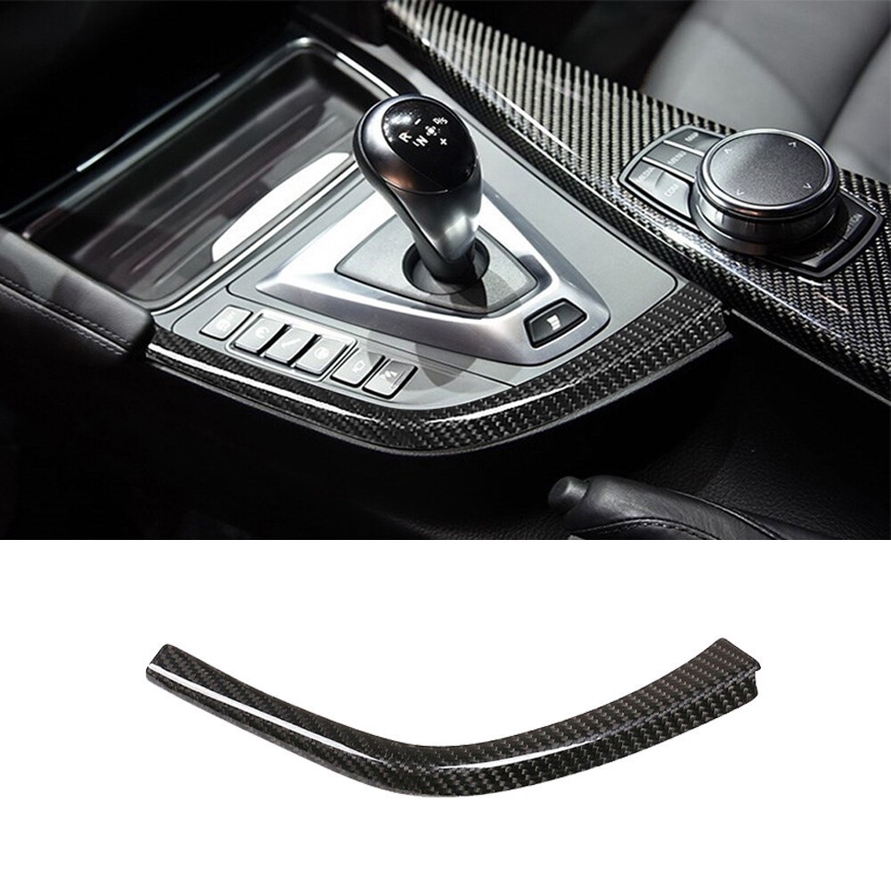 For BMW M3 M4 F80 F82 2014-19 Real Carbon Fiber Gear Shift Panel Side Strip Trim