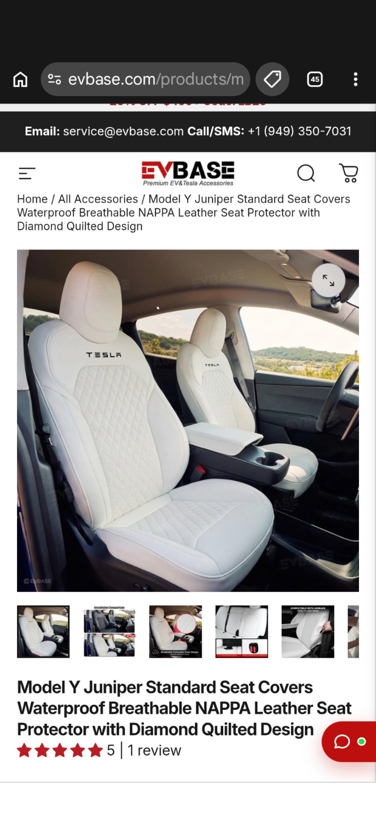 Tesla model Y seat covers white front and back never used Tesla model Y seat covers white front and back never used