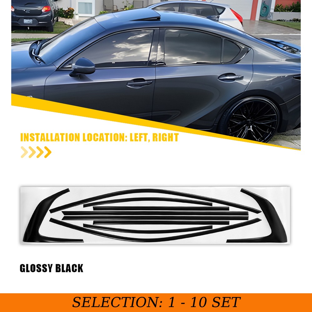 1-10Set Glossy Black Chrome Delete Finish Window Trims Vinyl Fit Lexus IS 21-25