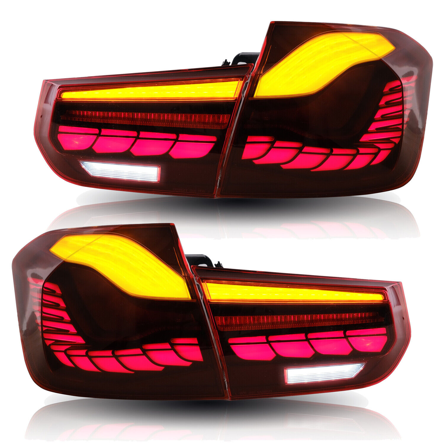 For 2012-2018 BMW 3 Series LED Tail Lights Red Lens With Sequential Turn Signal