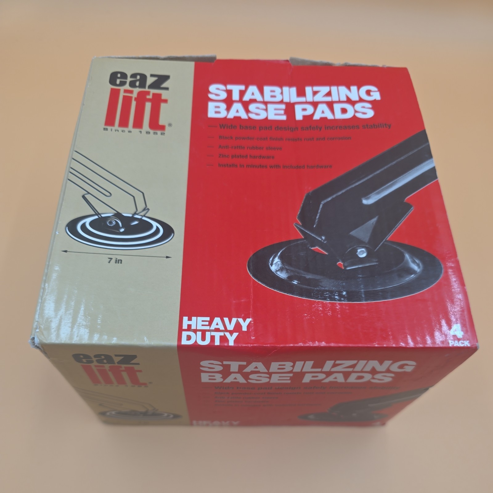 Camco 57883 RV Stabilizing Jack Base Pads 4-Pack Heavy Duty Steel 7-5/16\