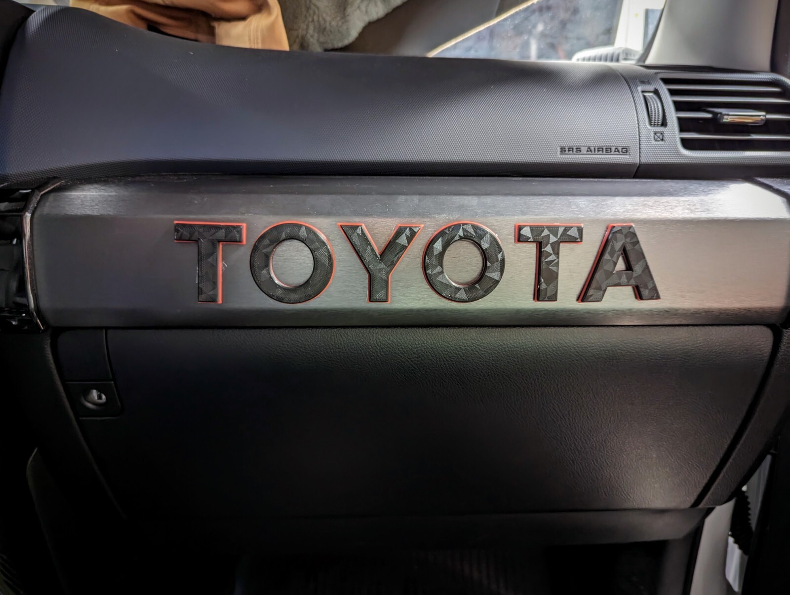TOYOTA 4Runner Passenger Dash Trim Garnish Heritage Raised Red Two-Toned Letters