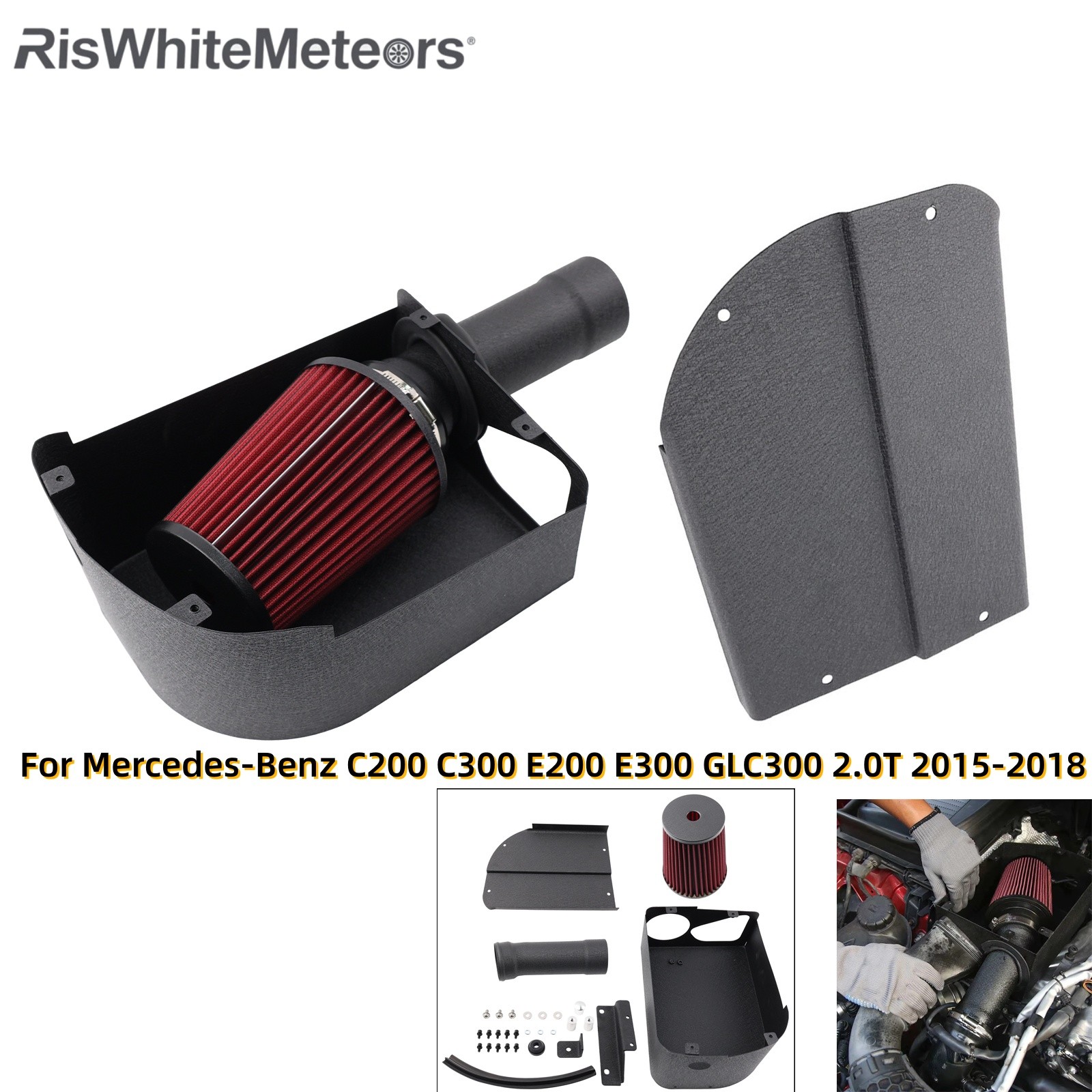Cold Air Intake Kit For 15-18 Mercedes-Benz C200 C300 E200 E300 GLC300 2.0T RED