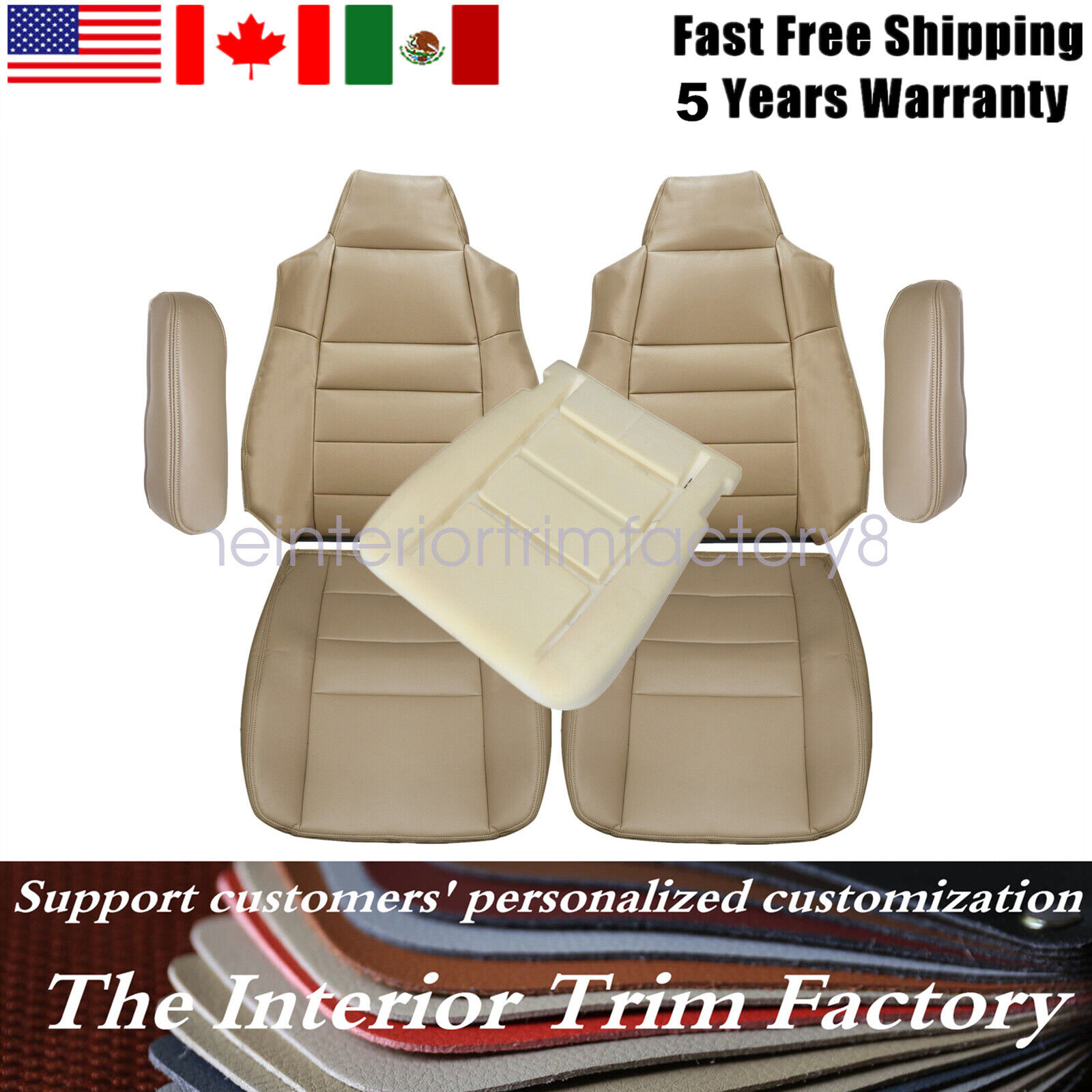2003-2007 For Ford F250 F350 Lariat Super Duty Front Bottom Top Seat Cover Tan