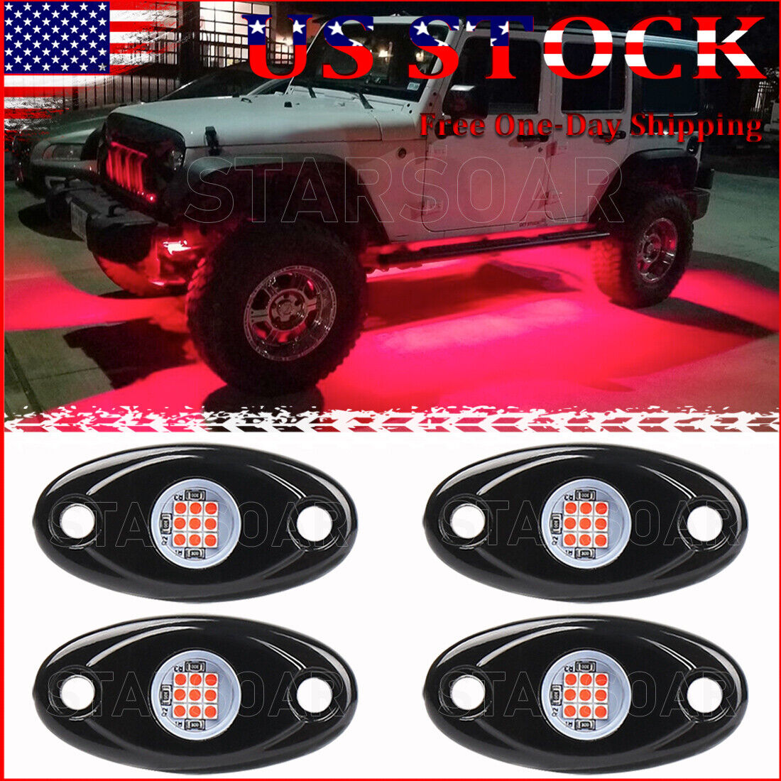 LED Rock Lights Underbody Light 9W For Jeep Offroad Truck ATV UTV 4X4 Car Boat