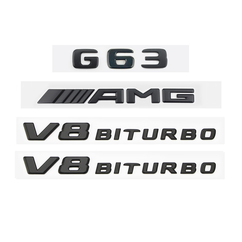 4pcs G63 AMG V8 BITURBO Matte Black Badge Emblem for Mercedes Benz W463 W464 G63