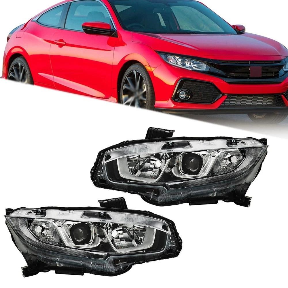 For Honda Civic 2016-2019 2020 Halogen w/DRL Headlights Headlamp L +R Side - NEW