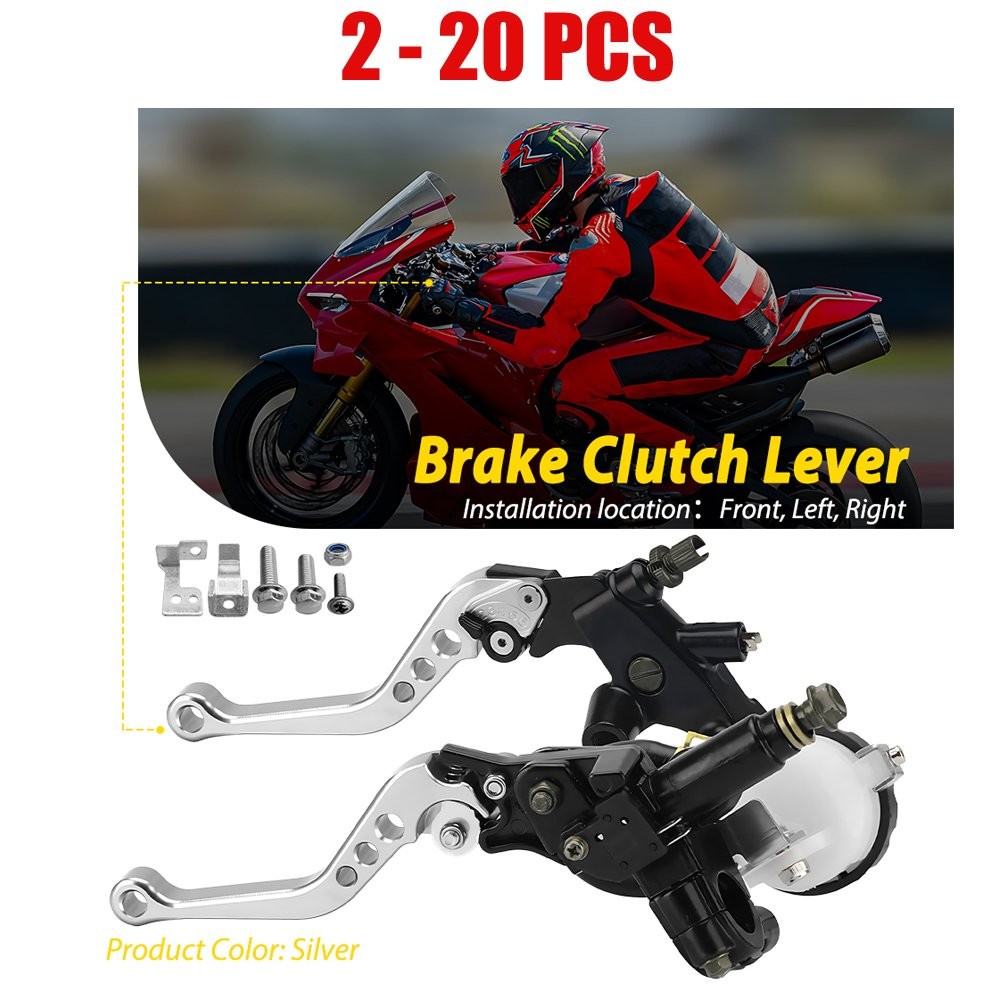 2-20PCS Silver 7/8\'\' Motorcycle CNC Brake Master Cylinder Reservoir Clutch Lever