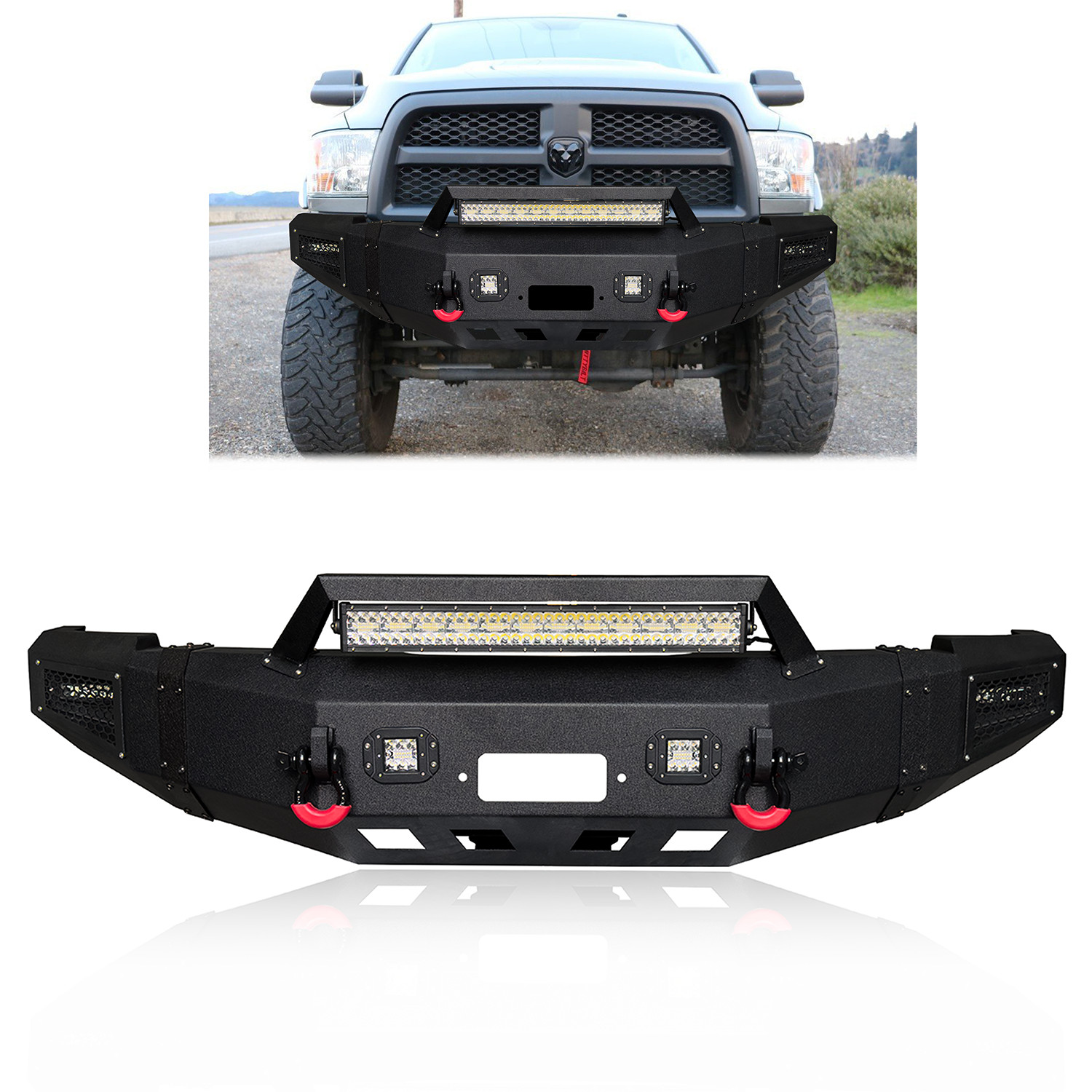 Vijay Front Bumper Fit for 2010-2018 Dodge RAM 2500/3500 with LED Light