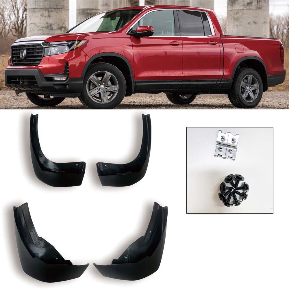 Fit 2017-2025 Honda Ridgeline 4PCS Front & Rear Splash Mud Flap Guard Mudguard