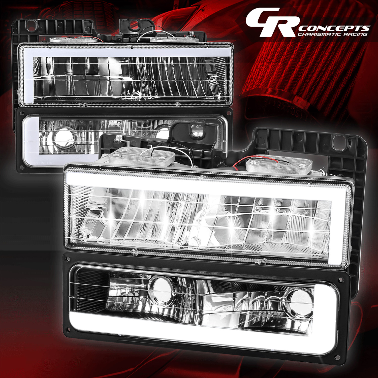 [OPEN BOX} C-Tube LED DRL Headlight Bumper Signal Lamps for 88-00 Chevy GMC C/K [OPEN BOX} C-Tube LED DRL Headlight Bumper Signal Lamps for 88-00 Chevy GMC C/K