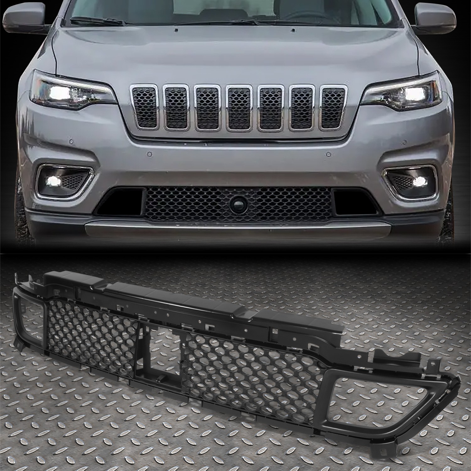 For 19-23 Jeep Cherokee Black Front Lower Bumper Face Bar Grille 68288042AB