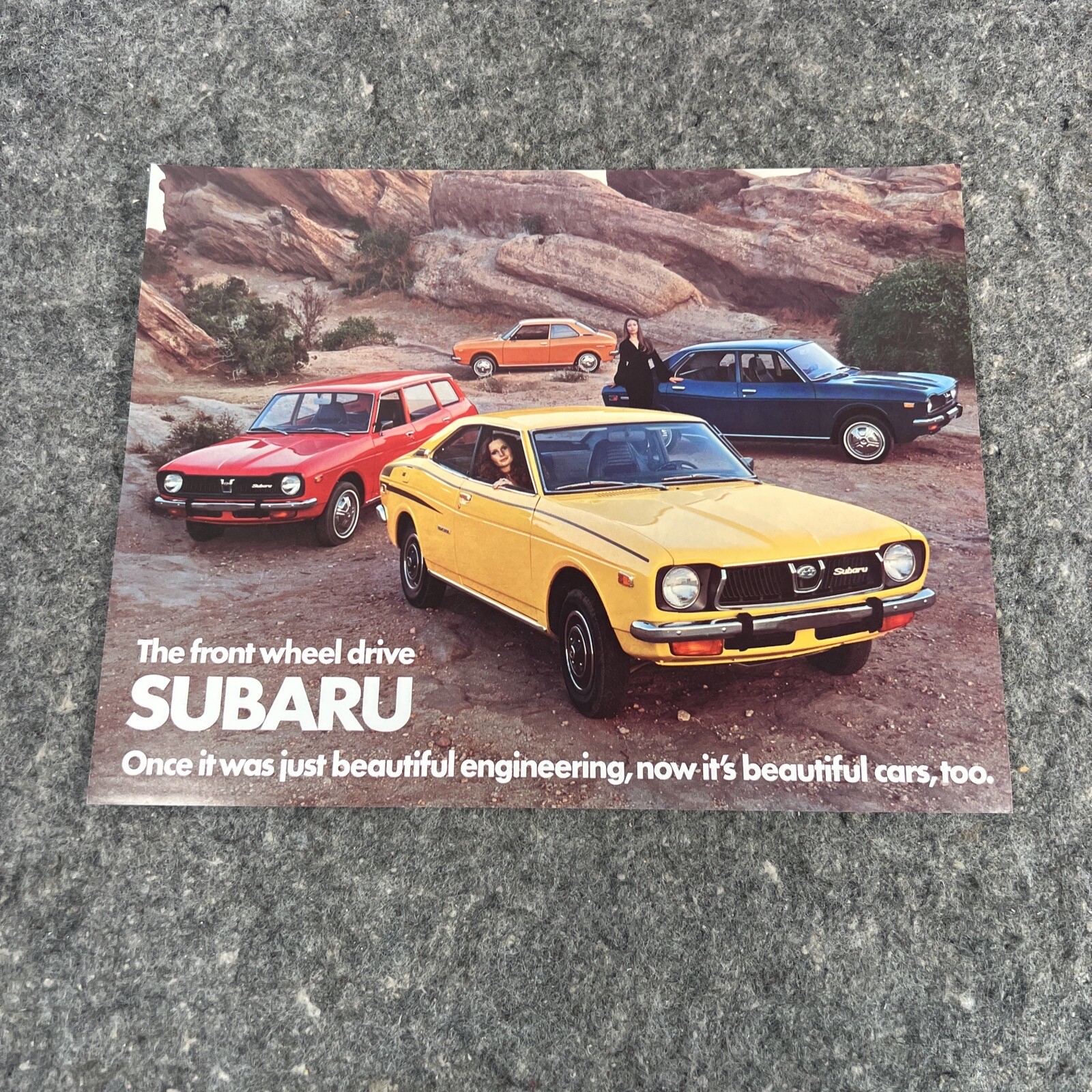 Orig 1973 Subaru front-wheel-drive Vintage 1-page Car Brochure Leaflet Spec Card Orig 1973 Subaru front-wheel-drive Vintage 1-page Car Brochure Leaflet Spec Card