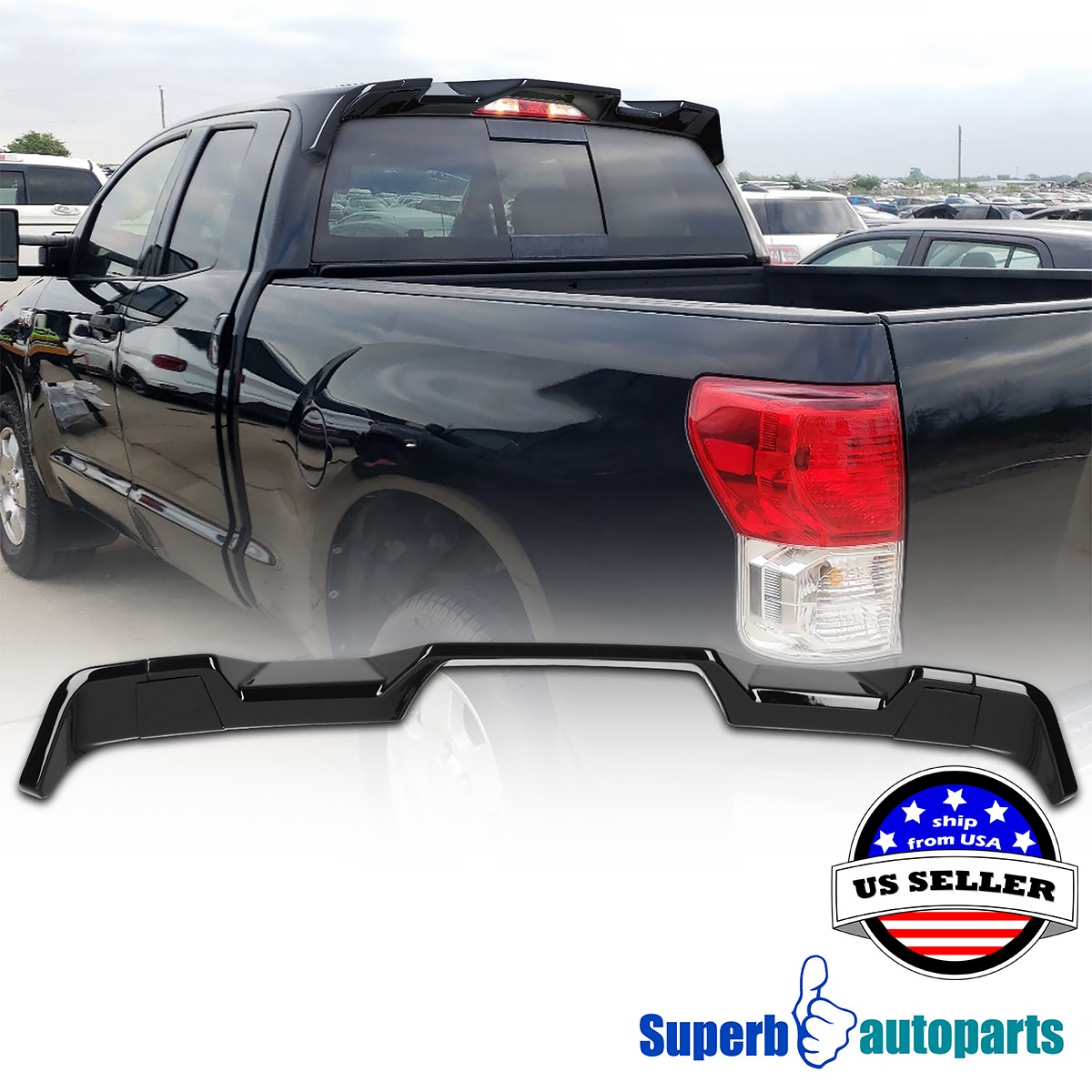 Glossy Black 3PC Style Rear Cab ROOF SPOILER WING Fits 2007-2013 Toyota Tundra Glossy Black 3PC Style Rear Cab ROOF SPOILER WING Fits 2007-2013 Toyota Tundra