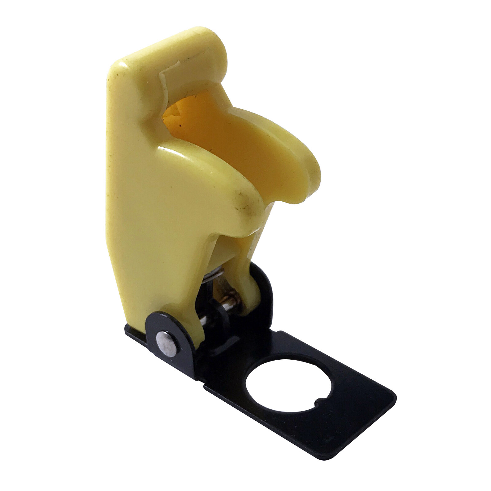(2) Yellow Flip Up Toggle Switch Guard Safety Cover - Aircraft Style - UK Made