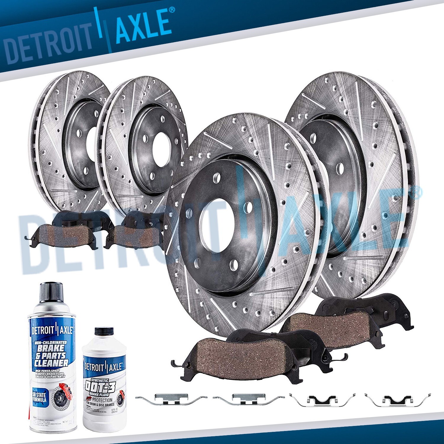 Front and Rear Drilled Disc Rotors Brake Pads for 1997 - 2003 BMW 528i 525i E39