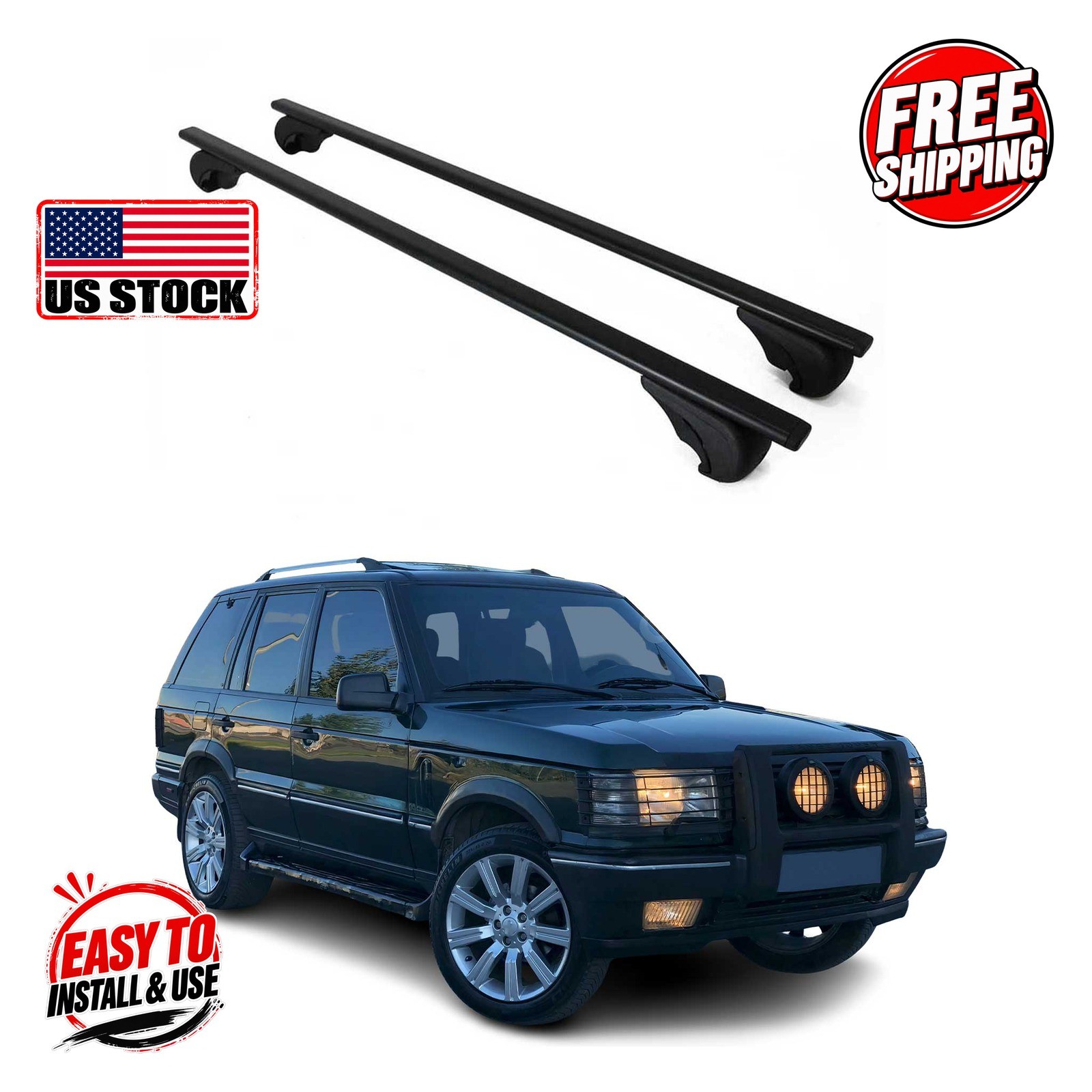 LAND ROVER RANGE ROVER 1994-2002 Roof Racks Solid V1 Black 2Pcs