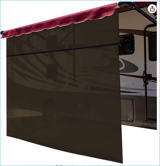 Shadepro Vista Shade 17 x 7  Brown  RV Awning shade screen w/zipper.