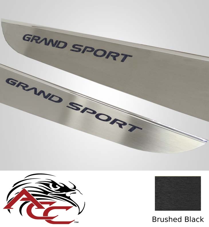 Door Guards w/Grand Sport Inlay – 2010–2013 C6 Corvette – Brushed Black – Qty 2