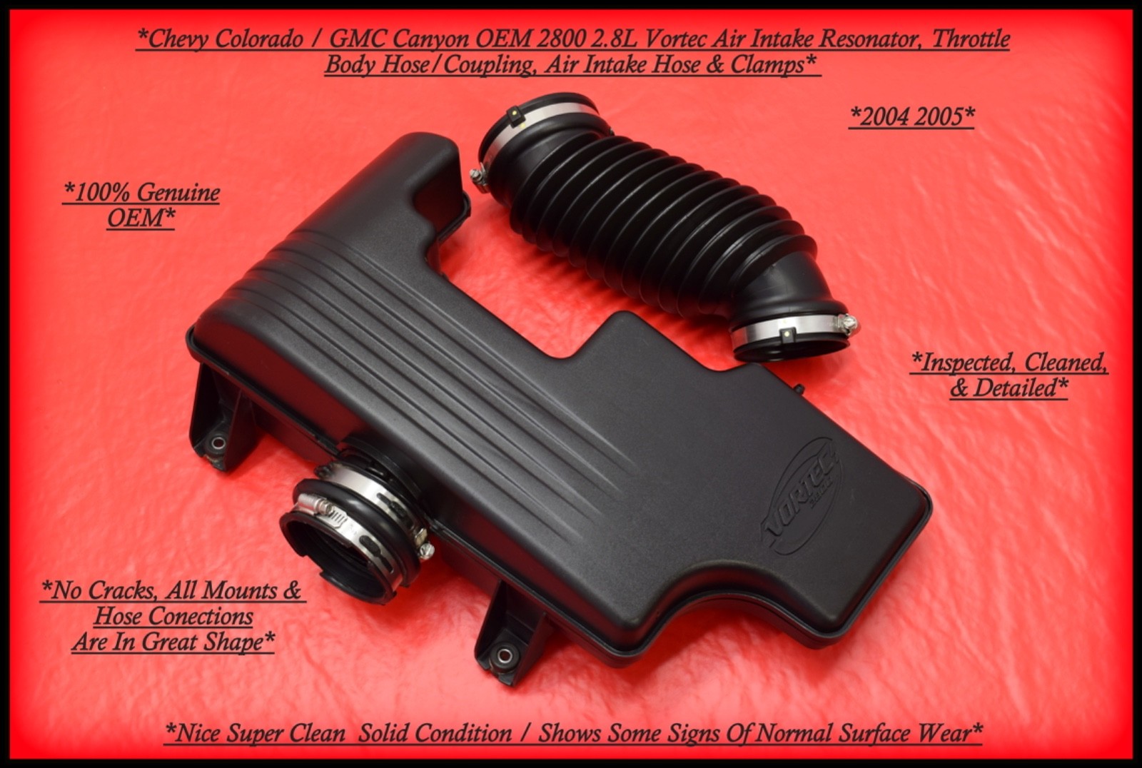 Chevy Colorado GMC Canyon 2.8L Vortec Air Intake Resonator & Hose OEM 2004‑2005