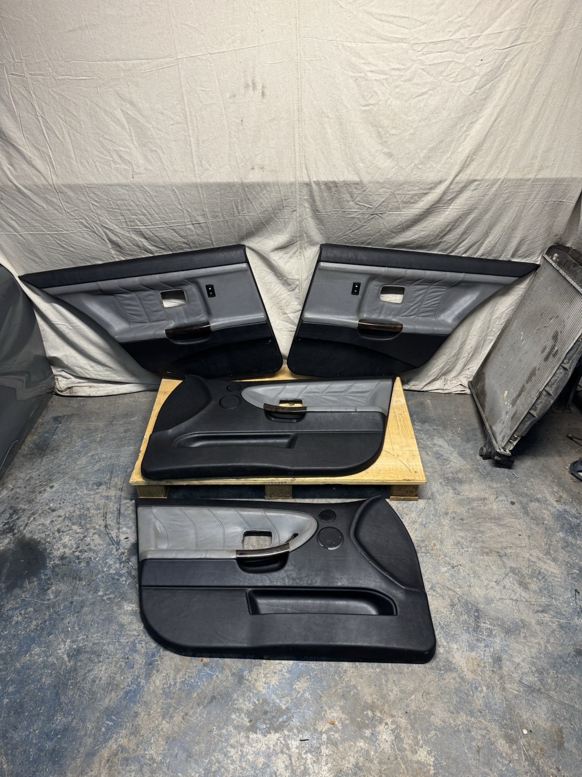 91-99 BMW E36 Sedan Door Card Panel Full Set Mulberry Black OEM M3 Real Leather