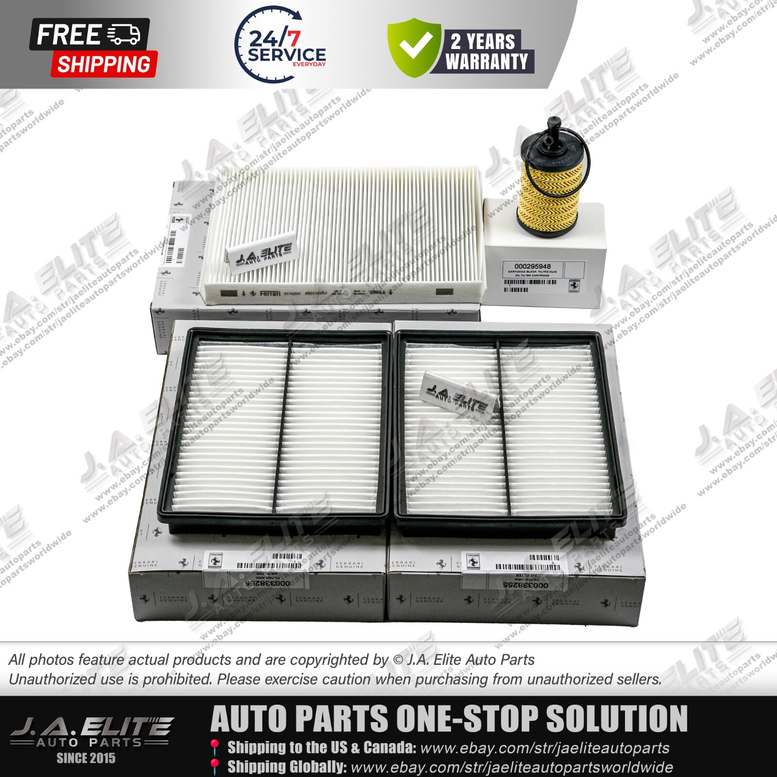 4pcs Oil & Air Filter for Ferrari Portofino Roma 338255, 819887, 295948
