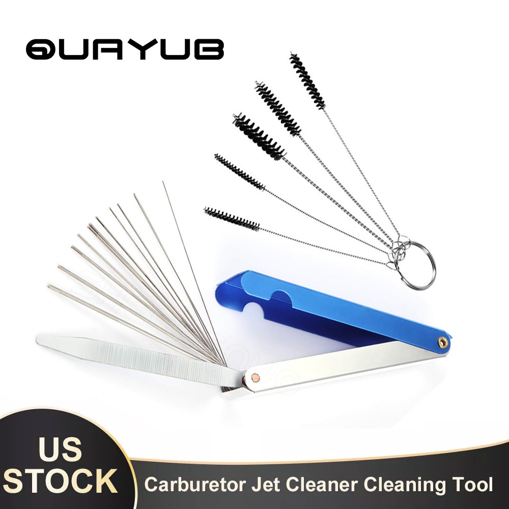18pcs Carburetor Carbon Dirt Jet Remove Cleaning Needles Brushes Tool Kits US