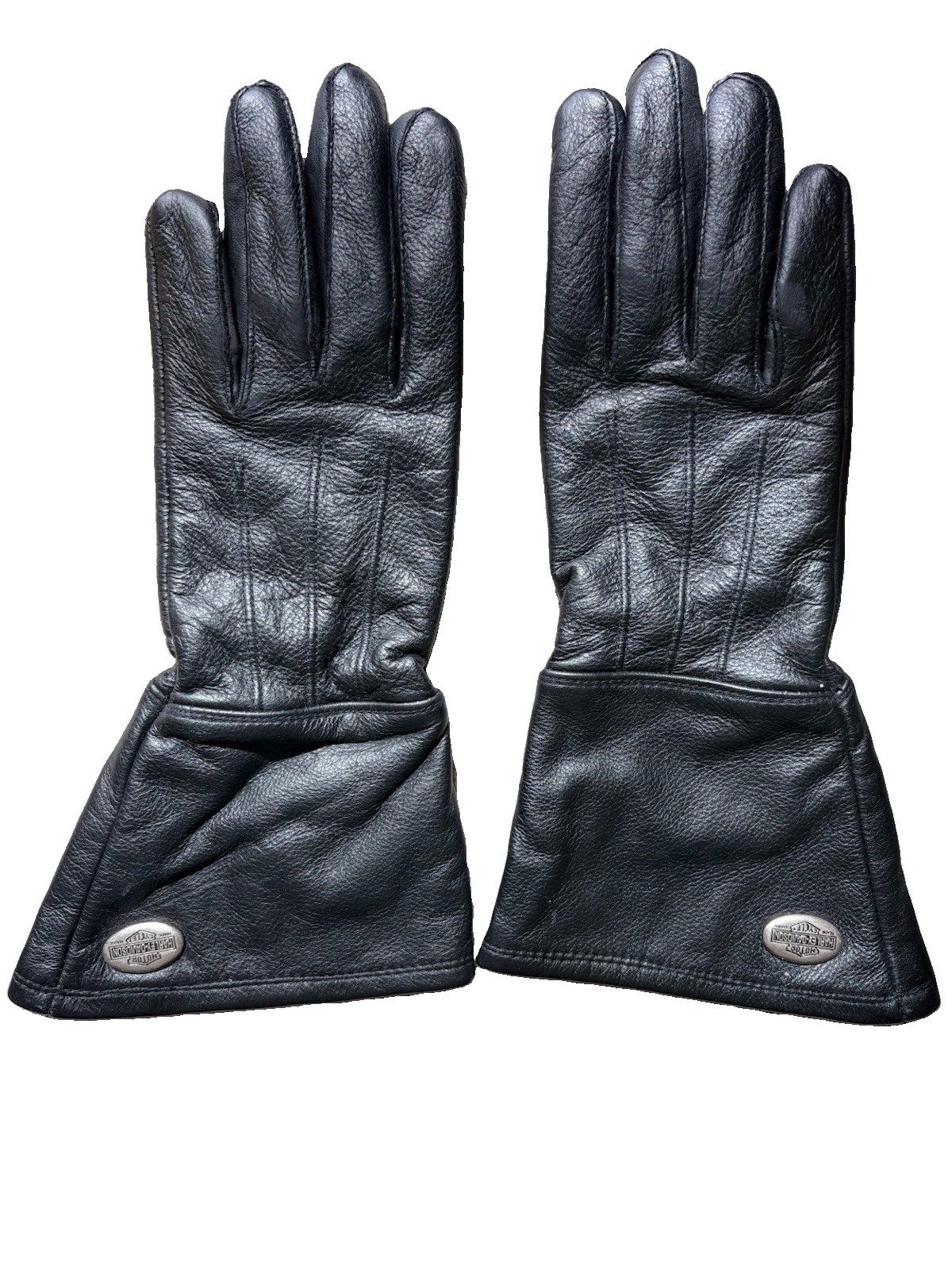 Harley-Davidson Authentic Vintage Women’s Black Leather Gauntlet Riding Gloves.