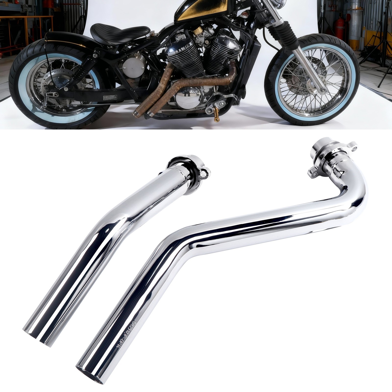 Rumble Tone Chrome Drag Exhaust for Honda Shadow VT750 Spirit-ACE-RS & VT750DC,,