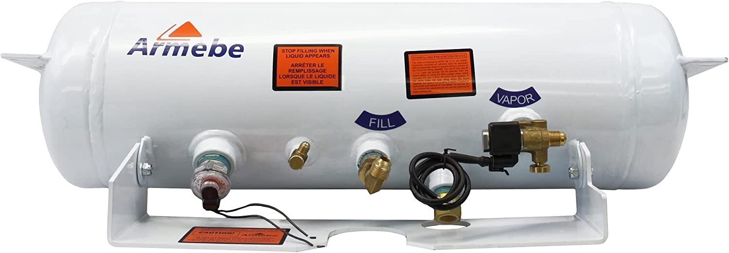 5.9 Gallon ASME Horizontal Steel Propane Tank with Remote Fill Valve & Solenoid