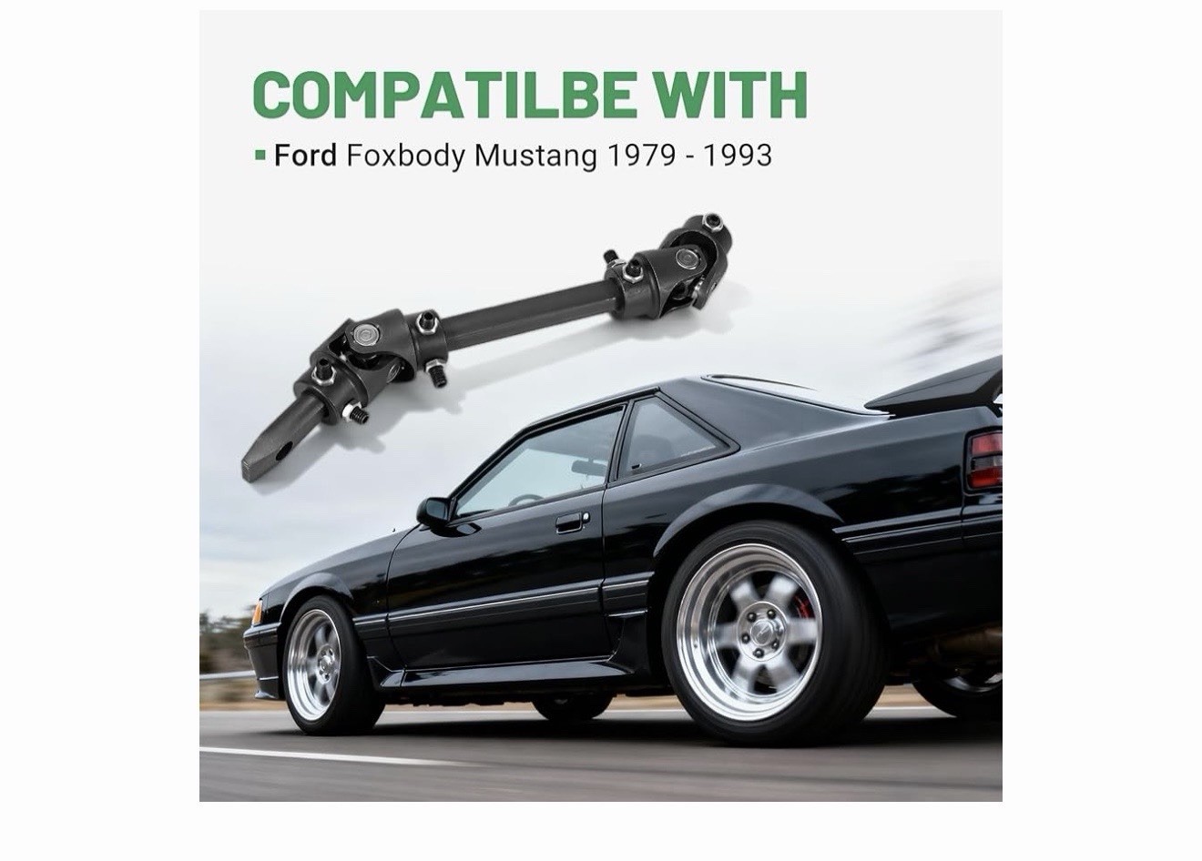 Steel Power Steering Shaft Assembly Compatible with 79-93 Ford Foxbody Mustang Steel Power Steering Shaft Assembly Compatible with 79-93 Ford Foxbody Mustang