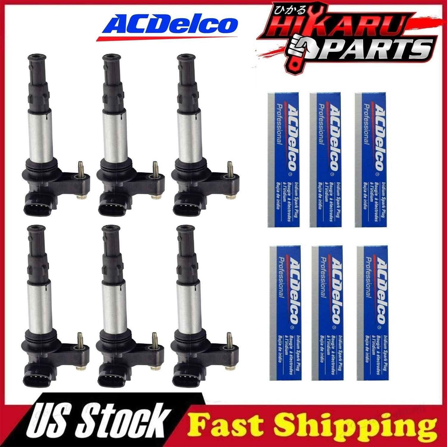 6x Spark Plug & 6x Ignition Coil for Cadillac CTS Buick GMC 3.6L