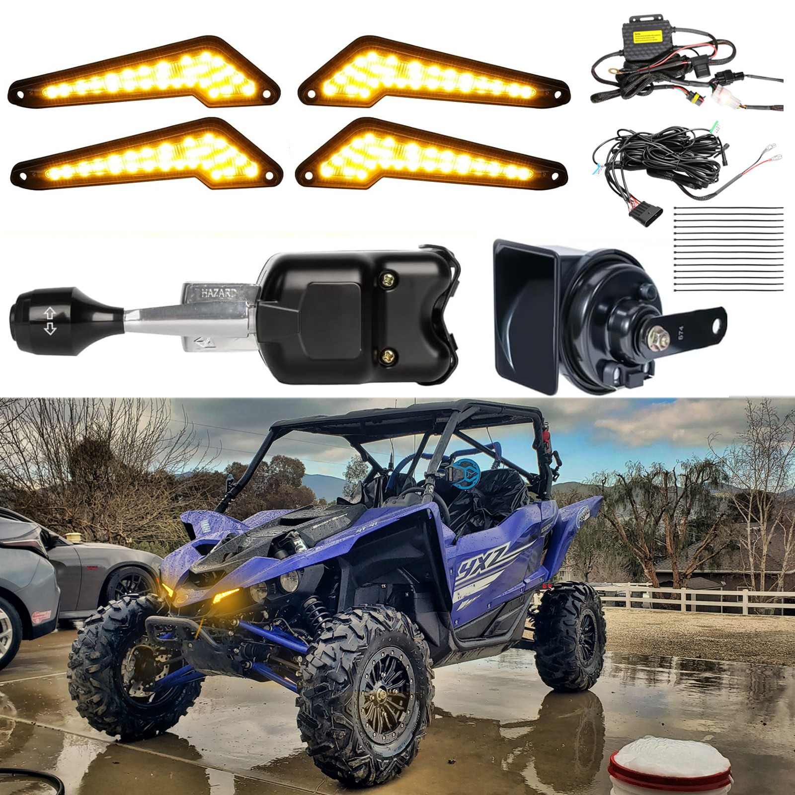For Yamaha YXZ1000R UTV Turn Signal Street Legal Kit w/ Lever Column Switch Horn