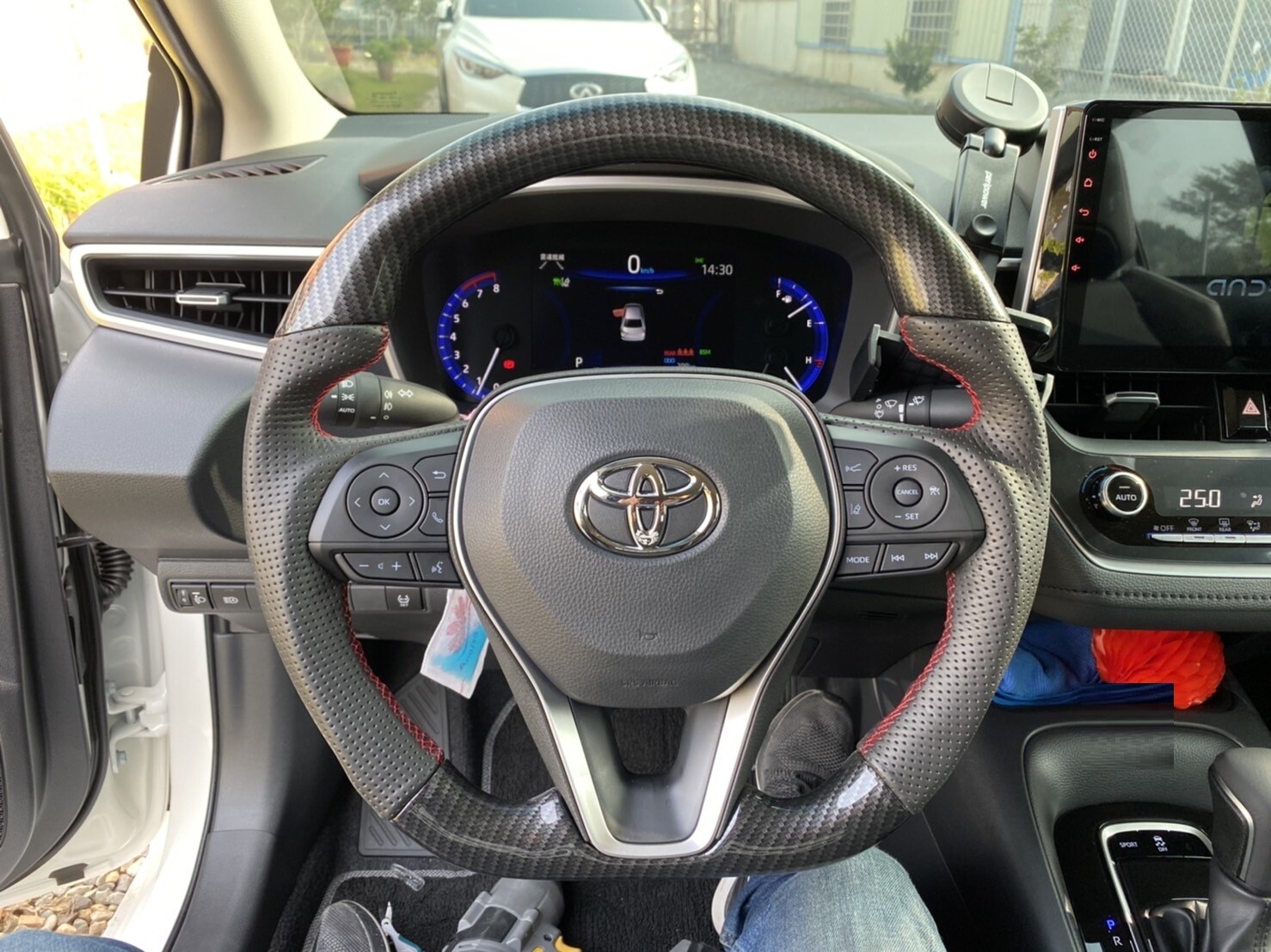 Fit to Toyota Corolla SEDAN 2020-2024 Carbon fiber look leather steering wheel