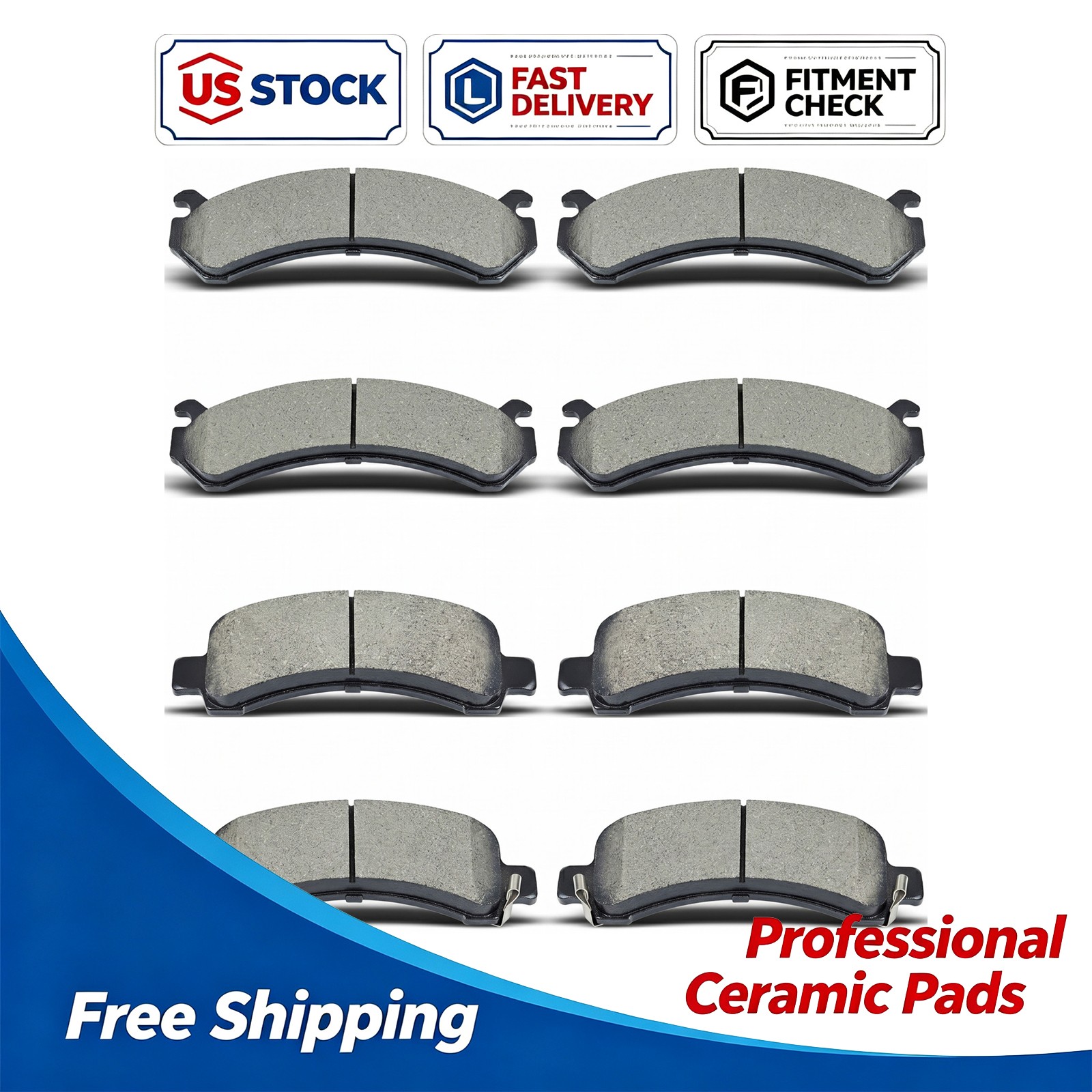 Front Rear Ceramic Brake Pads for Chevrolet Express GMC Savana 2500 3500