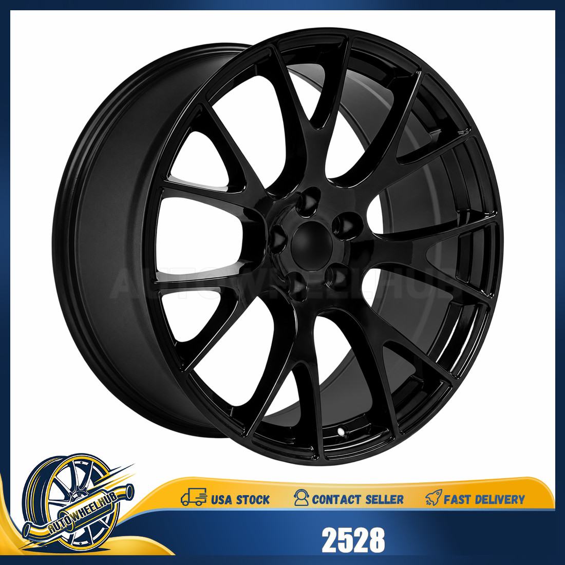 20 inch Gloss Black 2528 Rim Fits Dodge Chrysler Challenger 20x9 Hellcat Style