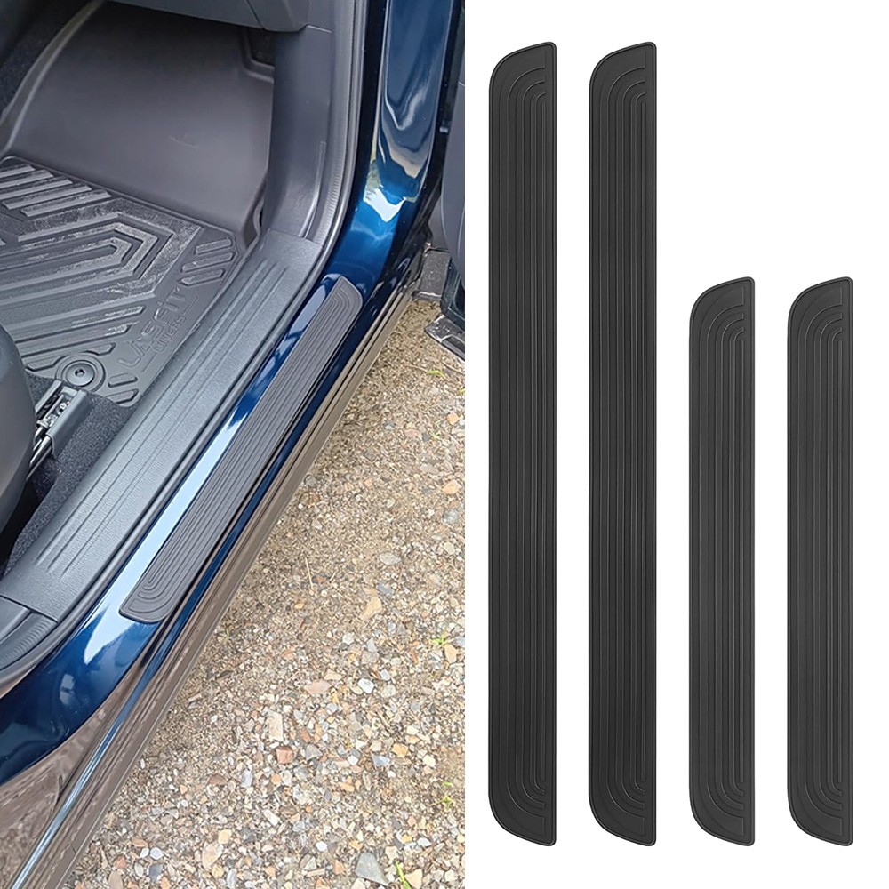 4PCS For Toyota Accessories Car PVC Door Sill Scuff Cover Plate Protector Black