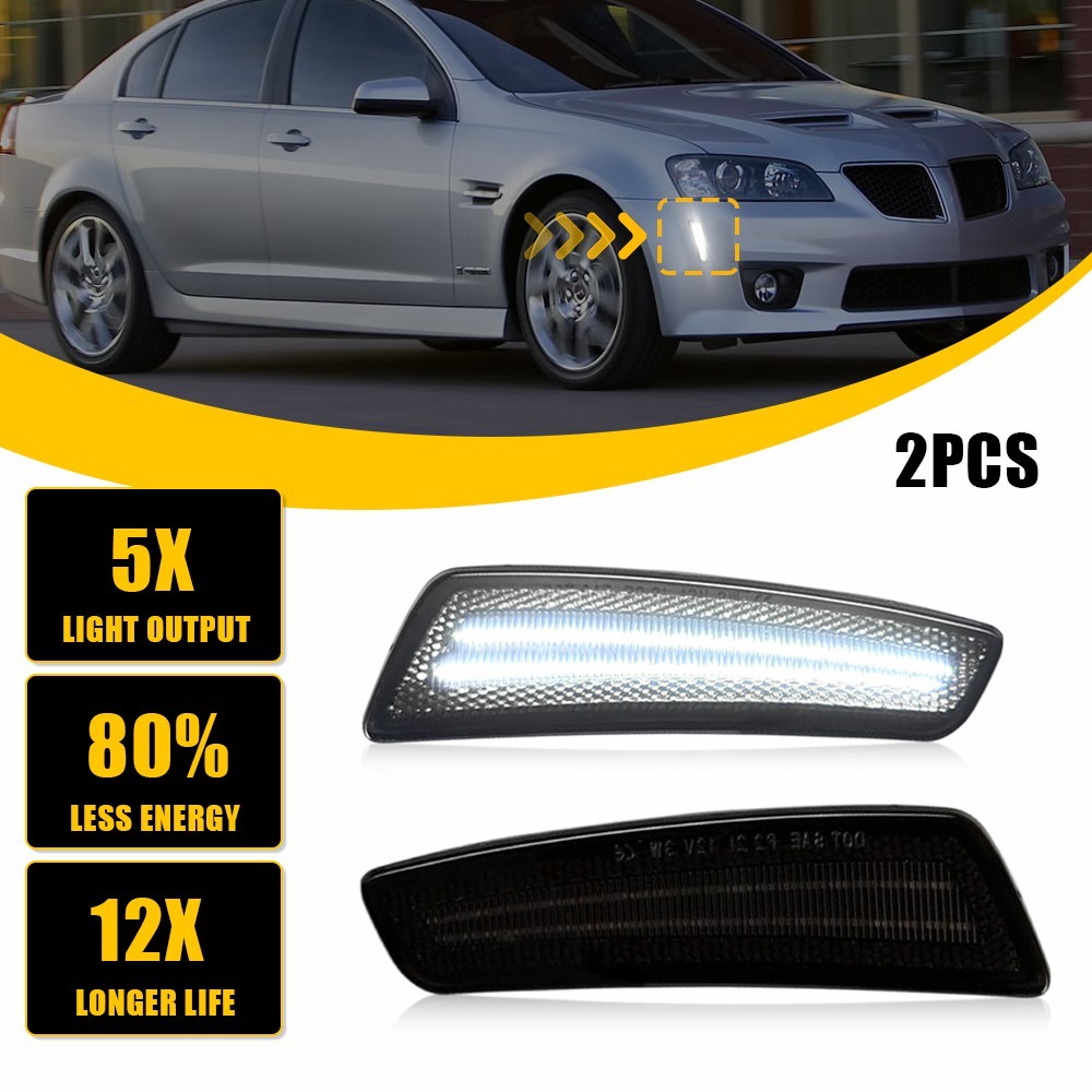 Direct Fit Smoked White LED Side Marker Light 2X For 2008-2009 Pontiac G8 GT GXP