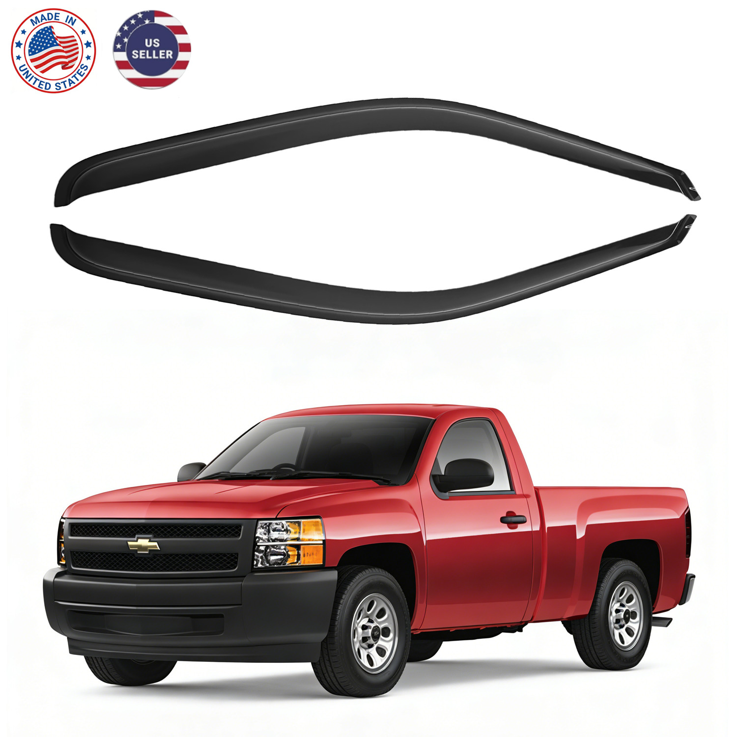 4X Chevy Silverado GMC Sierra Standard Cab 1999-2007 Window Visors Rain Guards