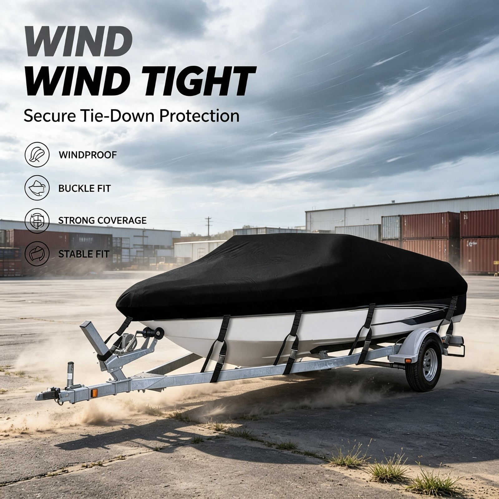 20-22ft Heavy Duty Boat Cover UV Trailerable Fishing Ski Bass V-Hull Runabouts